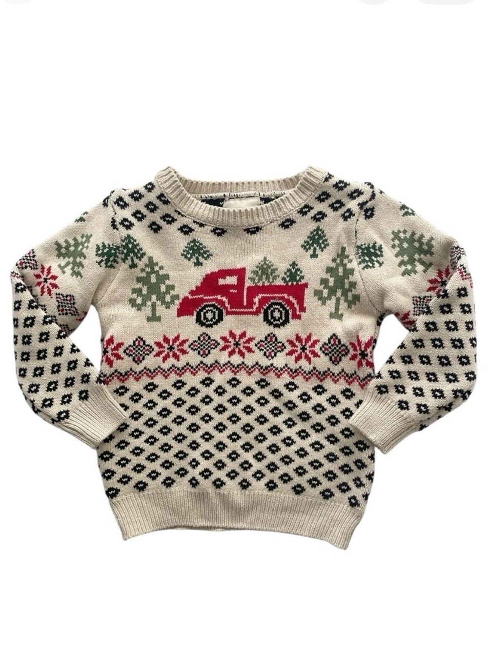 Stitch & Stone Boys Christmas Truck Knitted Sweater Size 4T Holiday Winter Cozy